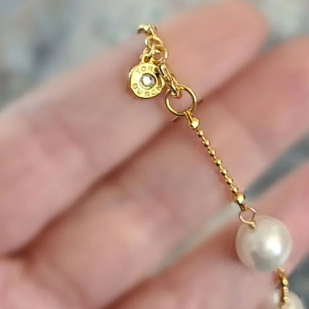 Tory Burch Milgrain Logo Pearl Bracelet NWOT